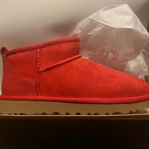 Brand new red classic ultra mini Uggs size 5 in women